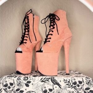 🚫SOLD🚫Pleaser Dusty Pink Lace-Up Platform Heels